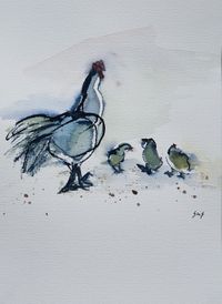 Kinderstube, 30 x 25, Aquarell auf Papier