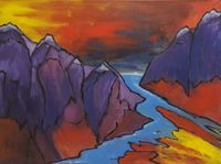 Das besondere Licht der Lofoten, 60 x 80, Acryl auf Leinwnad