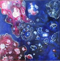 Unterwasserwelt 50 x 50, Acryl, Schellack af Leinwand